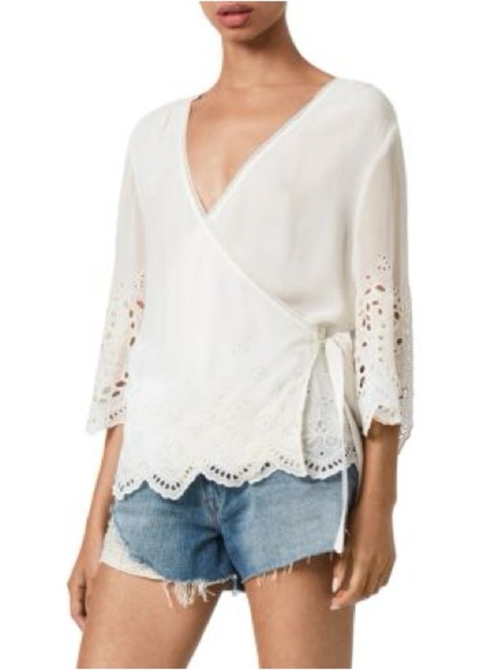 AllSaints White Lightweight V-Neck Blouse